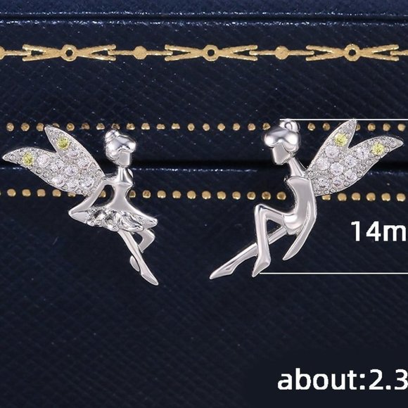 ✨Dainty White CZ Sweet Wing Fairies Stud Earrings for Women, GPMB1441 - Picture 2 of 5